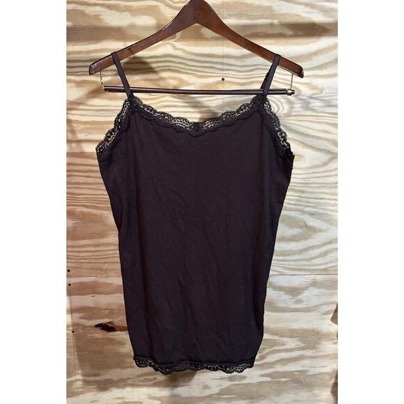 Faded Glory Y2K Cami Tank Top Lace Trim XL Ribbed Fairy Grunge Going Out Top - Picture 1 of 10